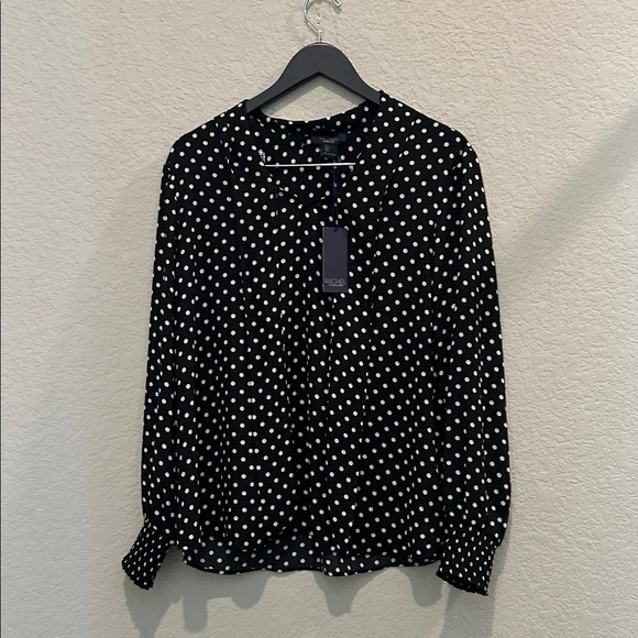 RACHEL Rachel Roy Black and White Polka Dot Blouse size L - Picture 1 of 10